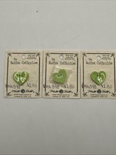 Mill Hill Ceramic Buttons 2004 Small Lime Heart Button Collection Lot Of 3