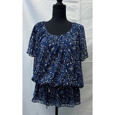 Womens Michael Kors Paisley Print Chiffon Tunic Top Size XL Flowy Church Brunch