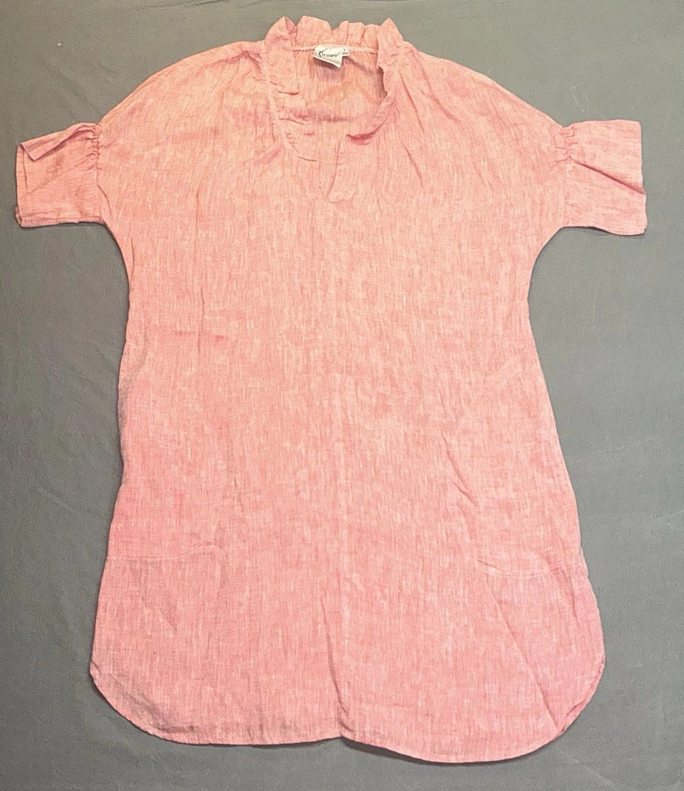 FINLEY Wms size XS Crosby Ruffle Linen Shirt Dress Side pockets Bell Sleeve