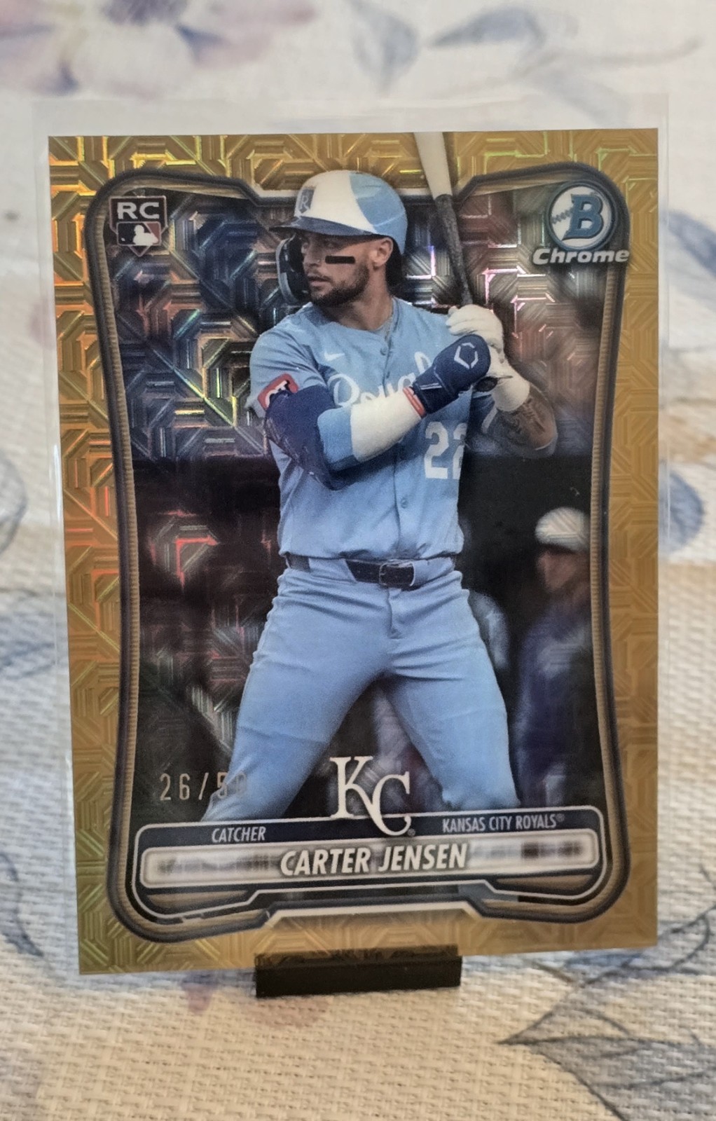 2026 Topps Bowman Baseball - Carter Jensen #66 Gold Mojo #/50 KC Royals