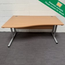 Beech Left Handed Wave Desk-1600mm- Cantilever-LIQUIDATED STOCK-NEW- NEVER USED