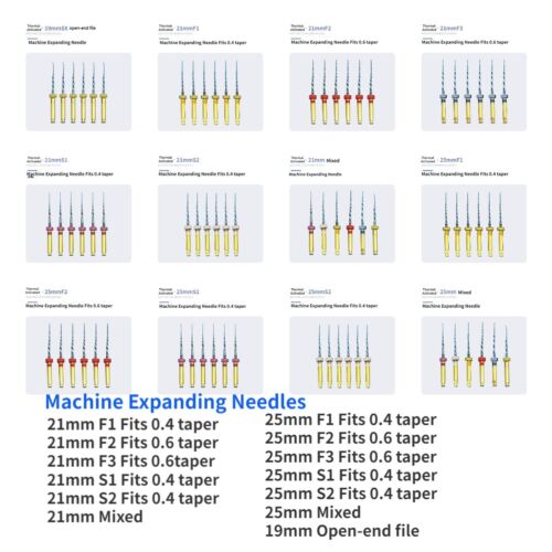 6Pcs Dental Rotary Files Endodontic Heat Activated NiTi Engine Use 19/21/25mm - Picture 3 of 11
