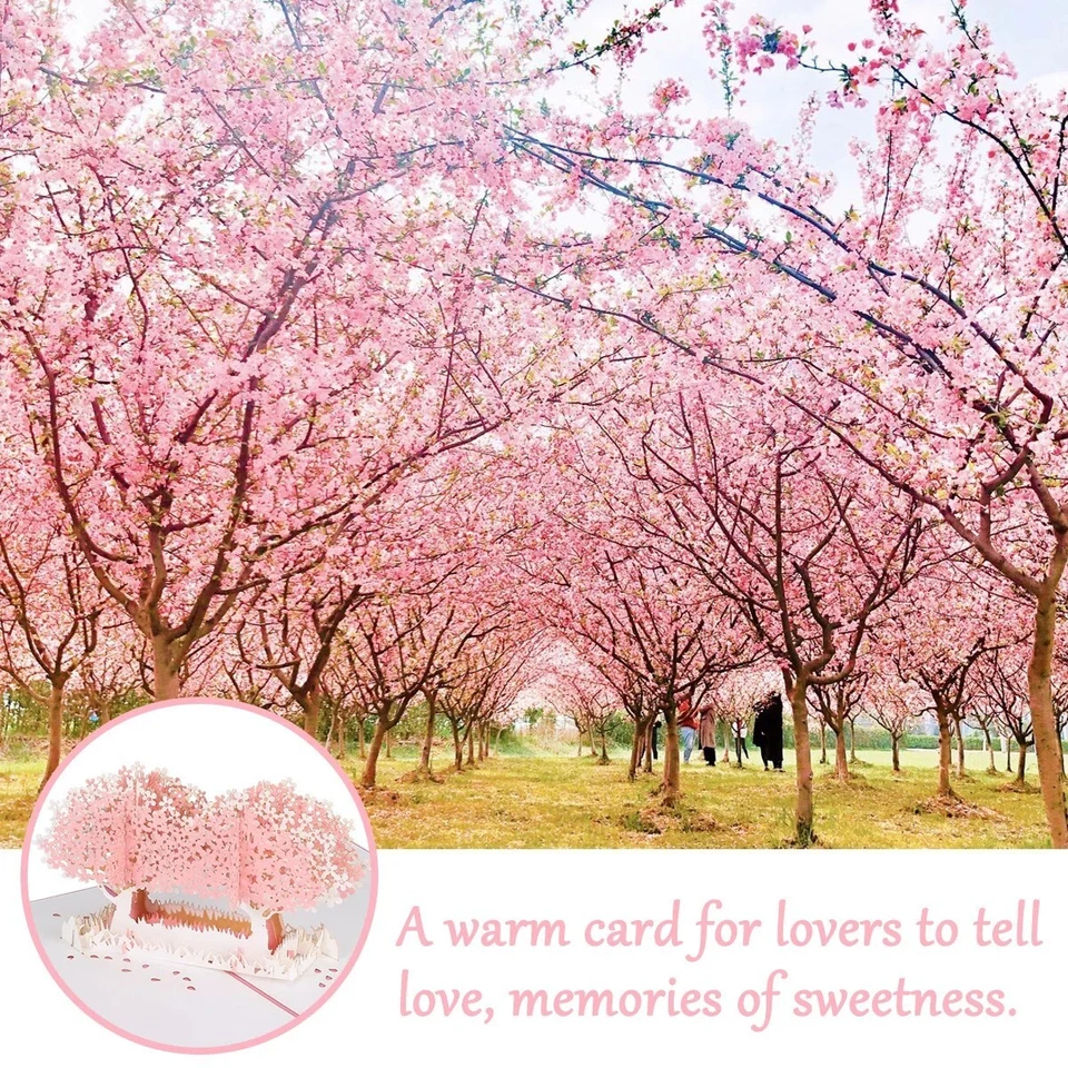 3D Pop Up Card Valentines Birthday Card Pink Cherry Blossom Tree Lover Couple UK - Image 4 of 4