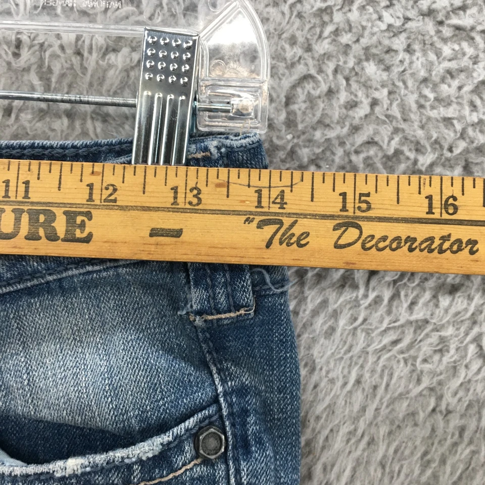 Bermudas vaqueras industriales de algodón para mujer 3 azules denim tiro medio cremallera mosca Foto 4 de 4