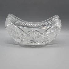 American Brilliant Cut Glass ORNATE Pattern Oval Bowl / ABC