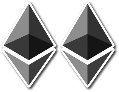 2X ETHEREUM CRYPTOCURRENCY ETH DECAL STICKER 3M US MADE TRUCK WINDOW CAR BOTTLE