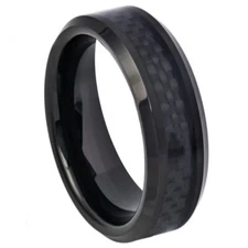 Tungsten Ring Band High Polished Black For Men & Women