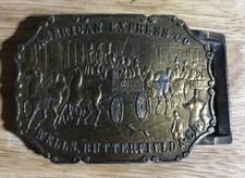 Vintage American Express Wells Butterfield  Co Brass Belt Buckle