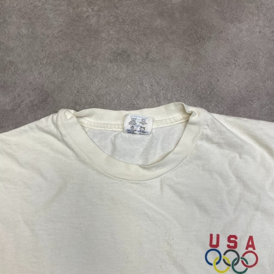 Champion T-Shirt Mens Olympics Flags Wrap Around Single Stitch Tee White Large image 9