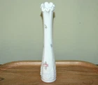 VINTAGE SWUNG VASE WESTMORELAND WHITE MILK GLASS HANDPAINTED 10" TALL