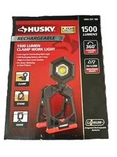 Husky Clamp LED Work Light 1500-Lumen Rechargeable Impact Resistant Cordless