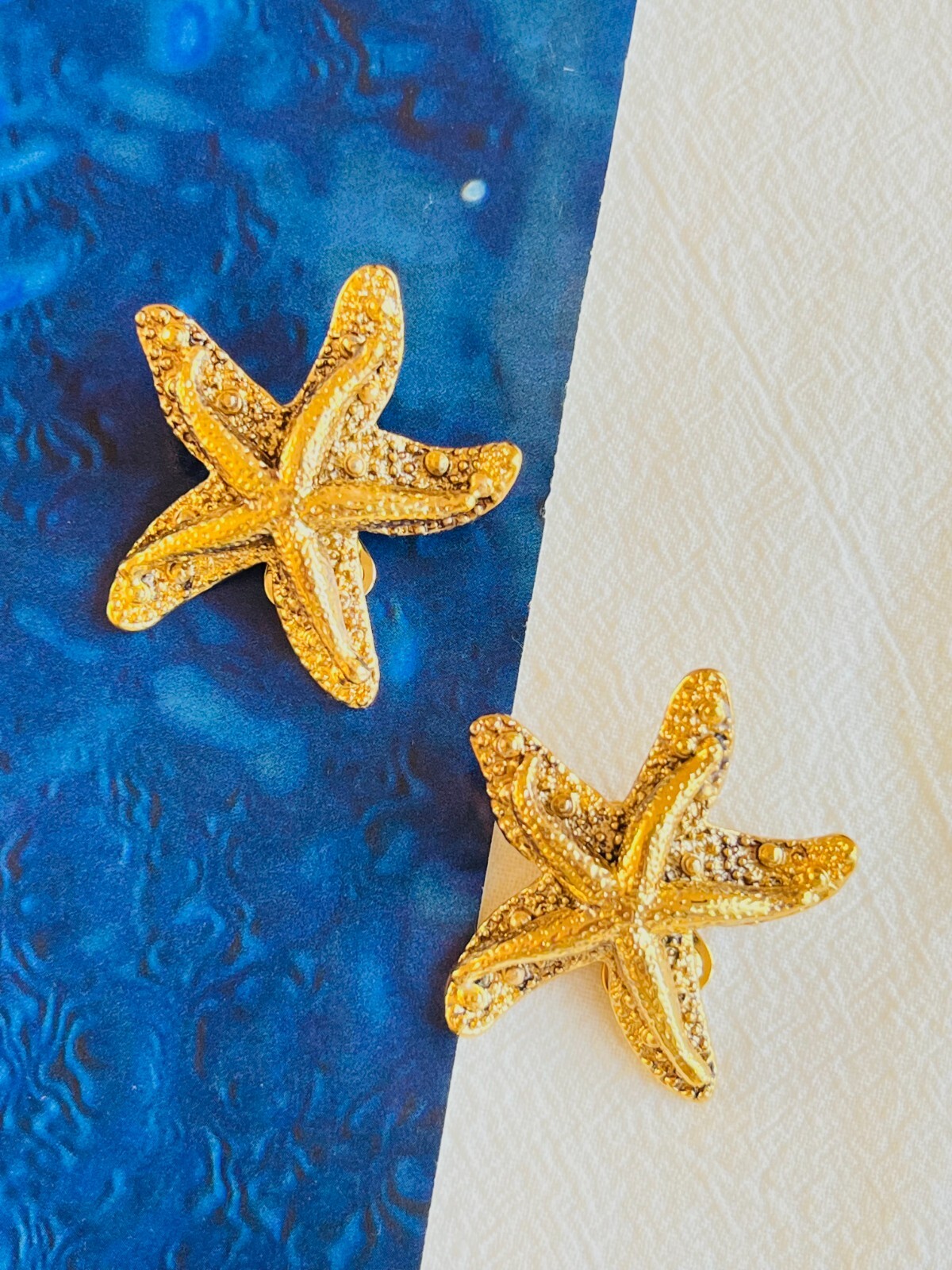 Orecchini Yves Saint Laurent YSL Vintage Massiccio Texture Vivace Starfish Clip