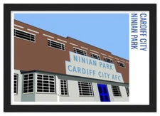 Cardiff City - Ninian Park - Framed A4 Digital Illustration