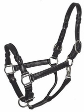 Western Black Leather Twisted Halter with Steel Fitting with Free Lead Chain