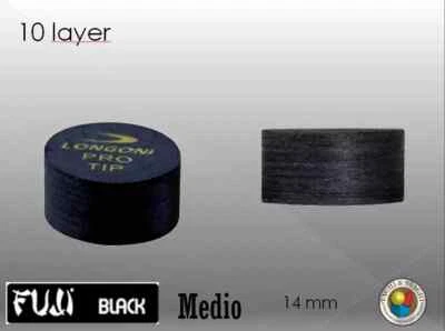 CUOIO PER STECCA DA BILIARDO LONGONI FUJI BLACK MEDIO DIAM. 14 MM. (NO431)