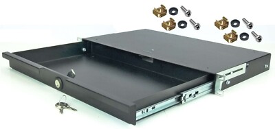 1 HE SFX Rackschublade 27 cm tief schwarz Schloß Rack Schublade abschließbar 19''