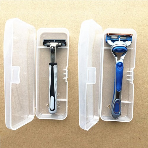 Transparent Men's Plastic Shaver Razor Case Hand Holder Box Travel Storage - Picture 1 of 10