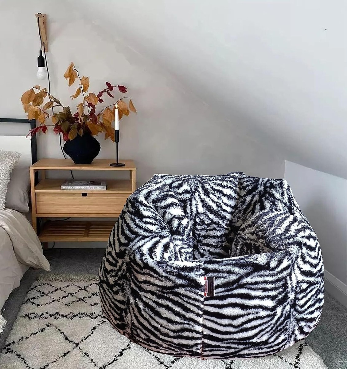 Sofa Lounger Cheetah Print Bean Bag Chair Zebra Print Fur Bean Bag Sofa  Chair Fur Soft, image size:1130x1200