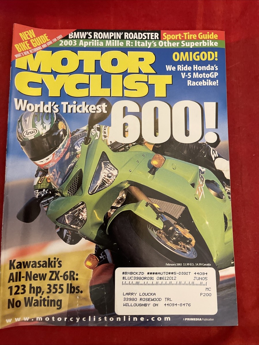February 2003 Motor Cyclist Magazine Yamaha Kawasaki Honda Suzuki