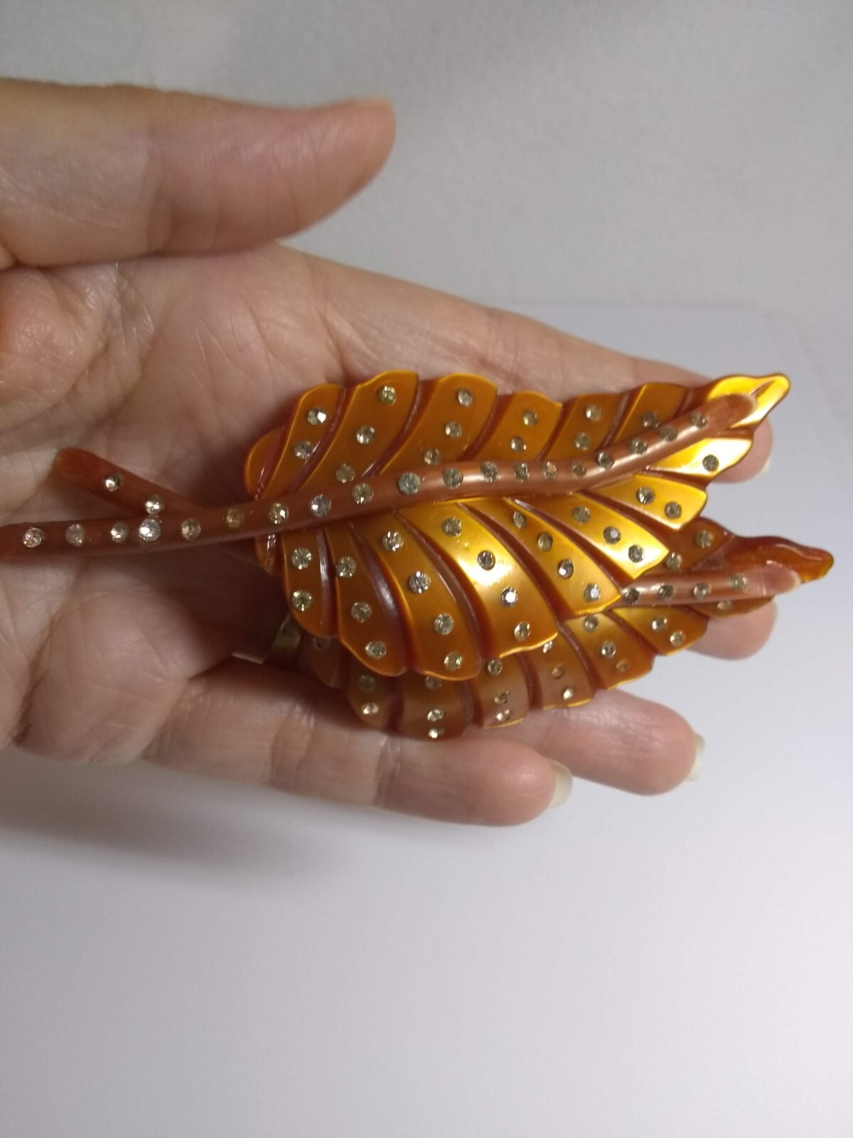 Large Statement Brooch Rust Brown Fall Leaves Pin… - image 5