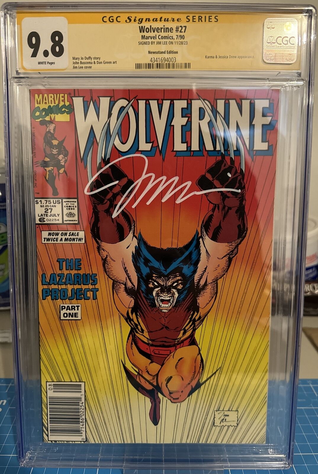 Wolverine 27 CGC SS 9.8 Jim Lee 7/90 Newsstand Ed NM/M Iconic Cover WP  - Picture 1 of 9