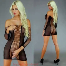 Women's Plus Size Sexy Lingerie Body Stocking Bodysuit Nightwear Mini Dress