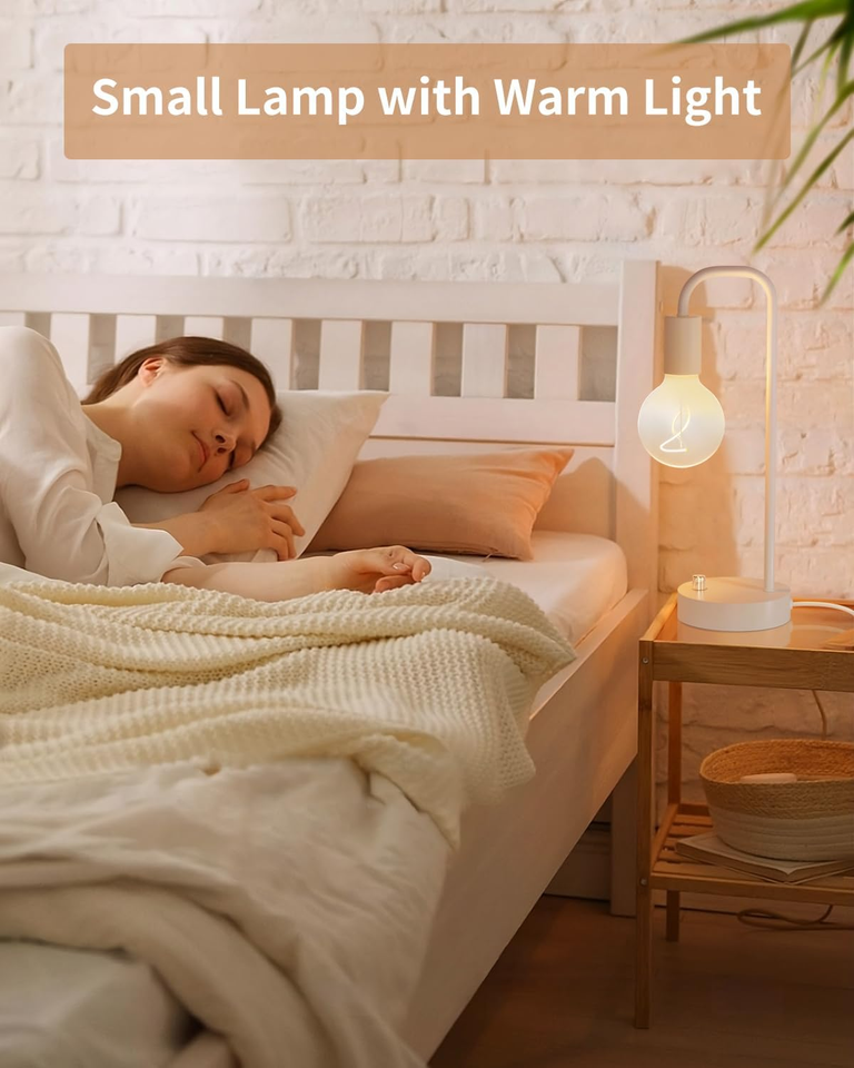 Industrial Small Table Lamp for Bedroom, Fully Dimmable Modern beside