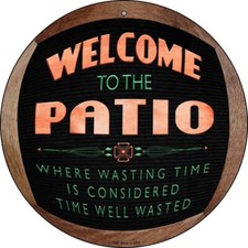 Welcome To The Patio Novelty Round Circular Metal Sign 8" Home Garage Wall