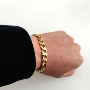 Authentic 14K Gold Plated Figaro Hip Hop 8"IN Men's Bracelet 12 MM Width Wrist Chain