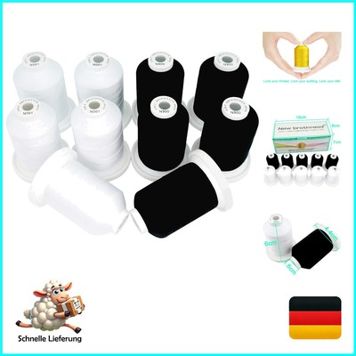 New brothread 5 Weiß + 5 Schwarz Farben Mehrzweck 100% Mercerisierte Baumwoll...