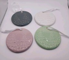 Christmas Tree Ornaments W/Raised Pastel Colors Christmas Tree Design - Set Of 4