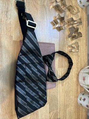 Black And Gray Bow Tie 7  Neck And Matching Cummerbund 32  X 5 