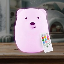 Lumipets Remote Control Silicone Night Light for Kids - Bear Design with 9 Soft