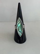 Vintage 925 Silver Paua Abalone Ring Hallmarked "Sterling Mexico" Size 6.5 LT