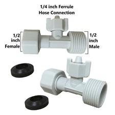 Nylon 1/2 inch Male to 1/2 inch Female Bidet T-Adapter With Ferrule (2 pack)