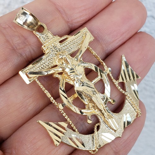 Big real 10k gold Jesus crucifix Anchor 