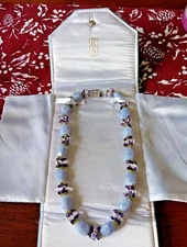 QVC Ross-Simons Sterling Chalcedony Blue Agate Peridot Amethyst Quartz Necklace