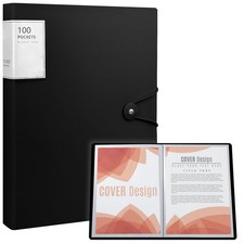 100 Pocket Binder with Plastic Sleeves, Art Portfolio Display Book, 8.5x11