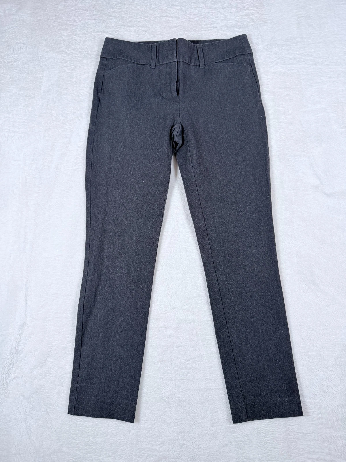 LOFT Outlet Ankle Pants Women's 2 Gray Heather Stretch Low Waisted Skinny Leg