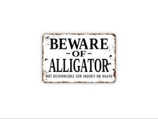 Beware Of Alligator Sign Metal or Canvas  Funny Gator Warning Sign  Rustic