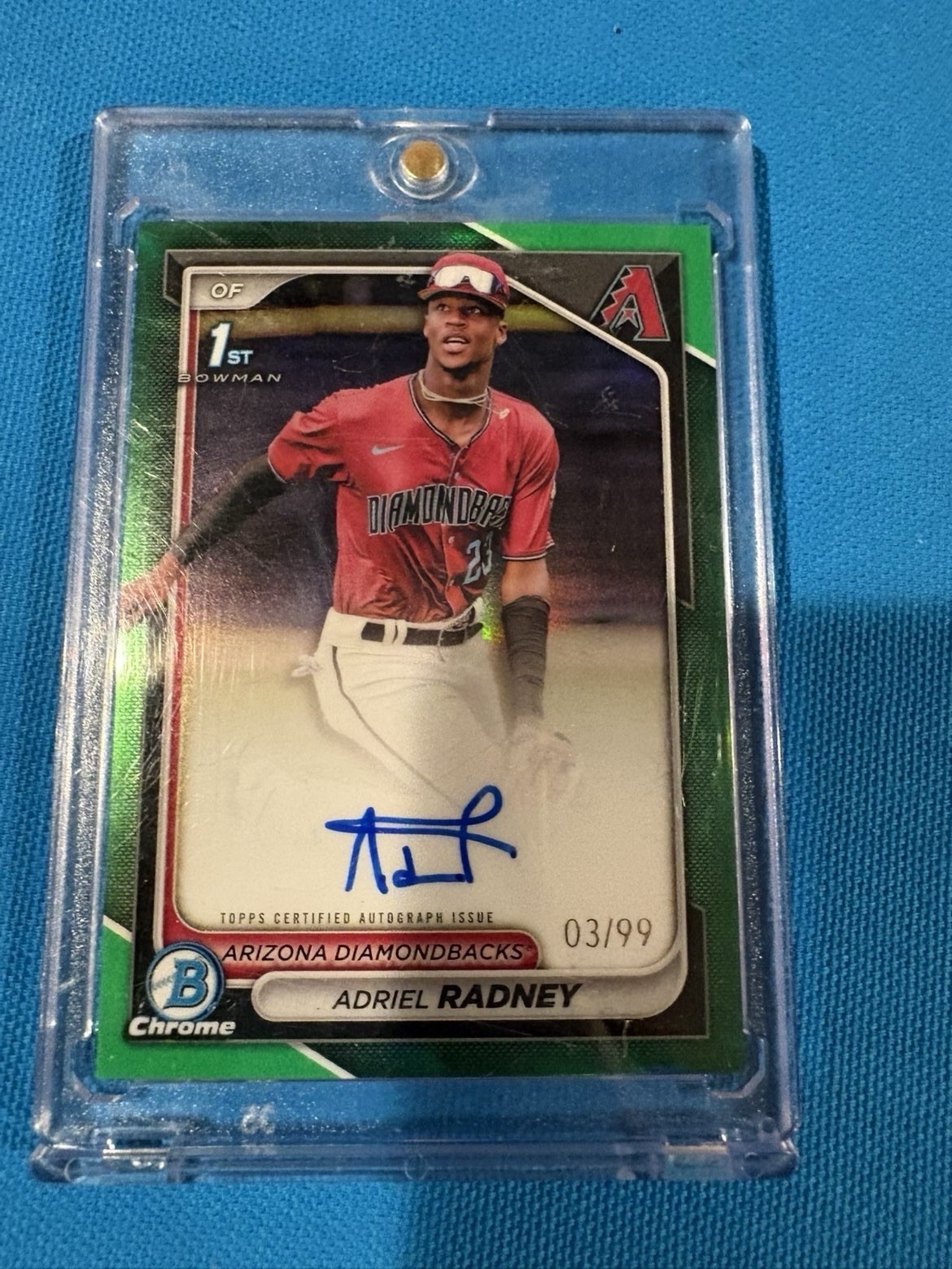 2024 Bowman Chrome Prospects Green 1st Bowman Auto Adriel Radney /99