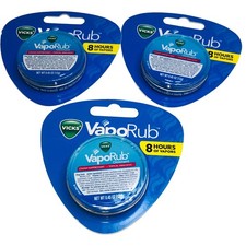 3 Vicks VapoRub Ointment 0.45 oz Travel Size Cough Suppressant 8 Hr Vapors 3 Pac