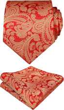 Mens Paisley Tie Handkerchief Casual Floral Necktie Set