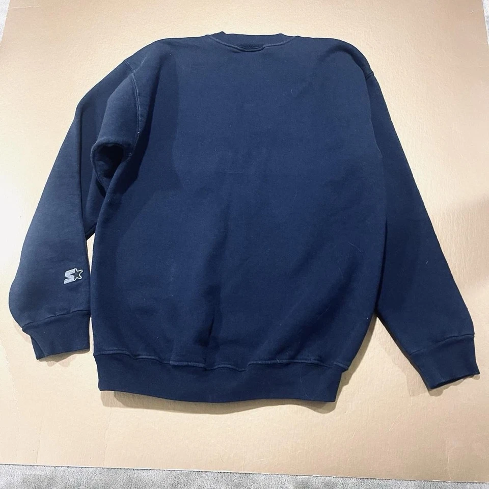 Sudadera Vintage Años 90 Azul Marino Lisa En Blanco Starter Cuello Redondo Niño’s L (12/14) Foto 2 de 4