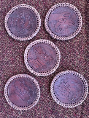 leather coaster set of 5