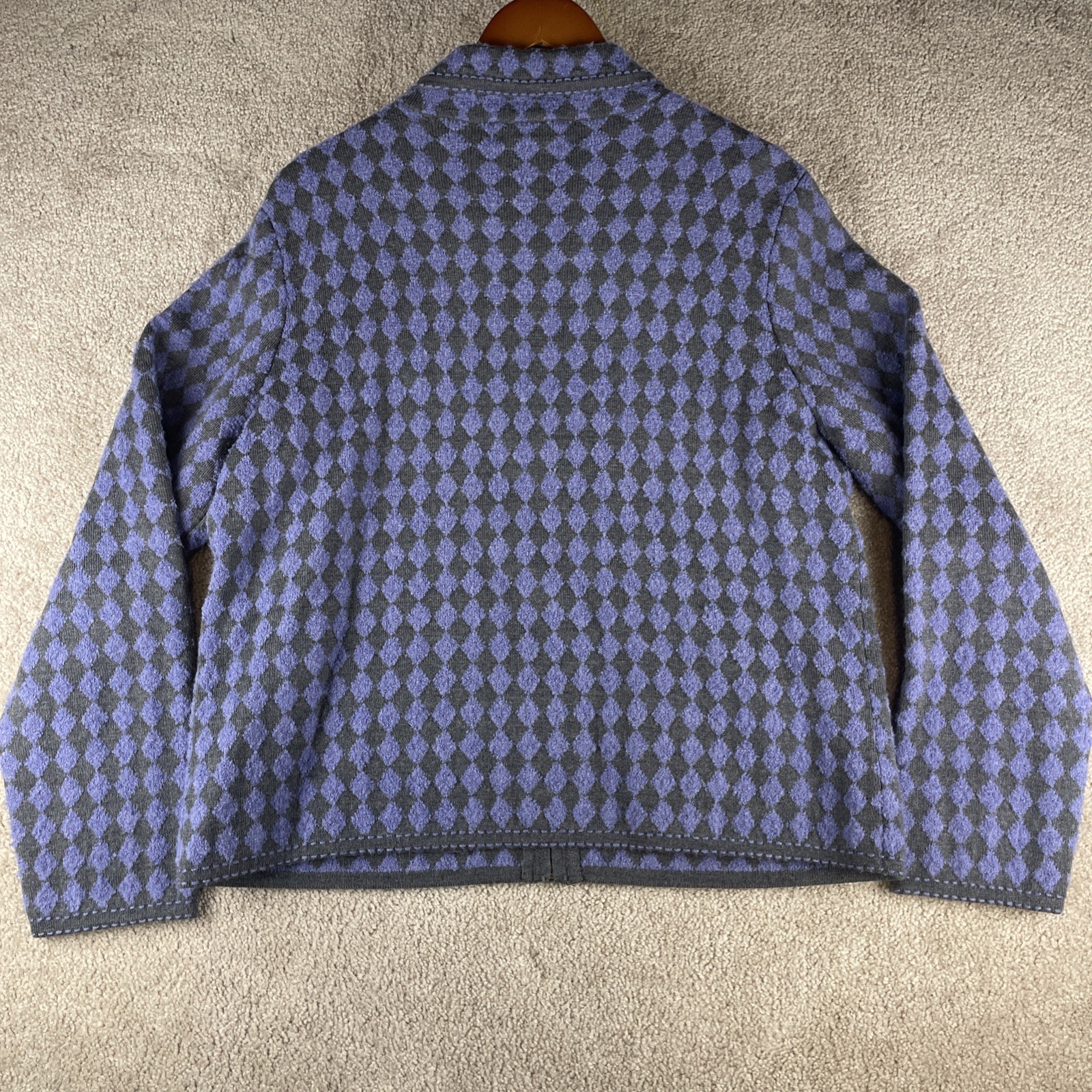 Pendleton Full Zip Collared Argyle Wool Sweater J… - image 2
