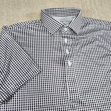 Collars And Co Shirt Men Small Dress Collar Polo Black Gingham Check Performance