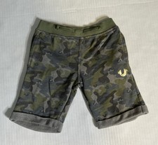 True Religion Boys Camouflage Sweat Shorts Green Gray Size 5