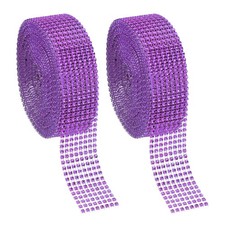 2 Roll 1.5"x20 Yard Crystal Rhinestones Mesh Ribbon Purple 4mm 