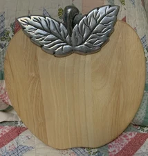 Wooden Apple Shape Cutting Board Metal Decorative Leaves from Macy's The Cellar